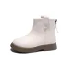 Sneakers Girls Fashion Side Zipper Low Sleeve Non Slip Solid Color Microfiber Leather Soft Sole Single Boot 230828