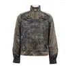 Herenjassen D.F Punk Heren Bruin Casual Jas Biker Leren Jassen Windjack Herenmode Jas Metalen Decoratie Feestkleding