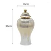 Bocaux bouteilles de rangement pot en céramique Stripe Gold avec couvercle Golden General Tank Bijoux Jars CONTENSEURS COSMÉTIQUES PORCELAIN ORN