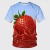 Men's T Shirts Summer Men Unisex Women Boy Girl Suitable Short Sleeve Top Tees T-shirt Novelty Fashion Food Strawberry 3D Printing Shirt