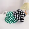 Wide Brim Hats Bucket Hats Doit Winter Baby Kids Bucket Hats Cotton Checkerboard plush Autumn Boy Girls Outdoor Infant Beach Fisherman Hat 230828