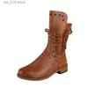 2024 New Women and Winter Tooling Autumn Retro Large Size Foreign Trade Short Thick Heel Knight Boots T230829 451