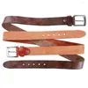 Bältesläder Herrbältet Trend Brown Red Alloy Pin Buckle Midje Strap 110 115 120 125 130 cm Jeans Manlig kvinna