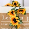 Decorative Flowers 2.3m Sunflower Artificial Vine Fake Garland Flower Rattan For Wedding Christmas Decoration Decor