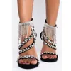 Toe Sandals Open Rhinestone Fringe Bling Crystal Stiletto klackar Summer Sexiga kvinnor Skor Casual Party Designer Zipper 356