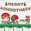 Einwegbesteck Weihnachtsbaum Weihnachtsmann Pappteller Partyzubehör und Servietten Geburtstagsset Geschirr für 8 Gäste für Tassen Dhrt7