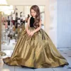 Girl Dresses Pageant Gown Black And Gold Party Wedding Bridesmaid Floor Length Prom Instrument Performance