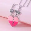 Pendanthalsband Luoluobaby 2st/Set Heart Broken Color Block Children's Drip Oil BFF Halsband för flickor Friendship Jewelry Gift