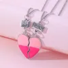 Collane con ciondolo Luoluobaby 2 pz/set Cuore Spezzato Blocco di Colore Gocciolamento di Olio per Bambini Collana BFF Per Ragazze Amicizia Gioielli Regalo