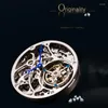 Armbandsur Aesop Real Flying Tourbillon Watch for Men Mechanical Skeleton Sapphire Mens Watches Diamond Dial Rose Gold Shell