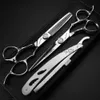 Scissors Shears 556775 Inch Professional Barber Scissors Japan 440c Salon shears Barber Shop Cutting Shears Set Razor Hairdressing Scissors x0829