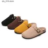 Slippers Women Casual Faux Suede Slippers Wedges Heel Cork Mules Platform Clog Non Slip Sole Buckle Outdoor Home Shoes Ladies Trendy 2020 T230828