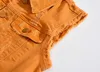 Men Slim Denim Vests Jackets New Fashion Male Orange Fit Denim Coats Vests Large Size Street Wear Holes Jeans Vest Size S-5XL HKD230828