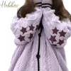 Women s Knits Tees S 2XL Y2k Purple Harr Y Styles Tay Knitted Lor Cardigan Star Embroidered Pink Cardigan Folk Beige Swif T Sweater 230829