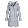 Kvinnors ull blandar mode kvinnor solid dike utomhus vindbrytare lång ärm huva regnrock vindtät jacka regnrock outwear casaco 230828