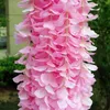 10pc / Lot Artificial Wisteria Flower Orchid Vine Ceiling Decor Garland Hanging Fake Flowers for Party Wedding Rattan Silk HKD230829