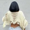 Suéteres femininos kexu verão batwing meia manga borla hem oco para fora malha com nervuras camisola pulôver para feminino 2023 mulheres topos