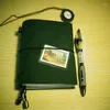 Passprot-formaat lederen dagboek cover notebook vintage kleine groene dagboek losse blad planner fiiler