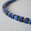 Choker Londany Naszyjnik romantyczny retro niebieski kwadrat lapis lazuli z koralikami wakacyjna moda dojeżdżająca do pracy samica