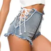 Robes d'été Sexy discothèque Bar Denim Shorts laçage pour femmes déchiré jean pantalons chauds femme mer plage vêtements vêtements