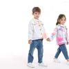 Down Coat Top och Winter Children Denim Jacket Tie-Dyed Thicken Plush Fleece Jackets For Boys Girls Warm Tops Kids Outwear