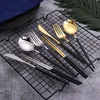 Dinnerware Sets Gold Cutlery Set Korean Stainless Steel Tableware Fork Spoon And Chopsticks Golden Luxury 230828