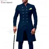 2023 Nouveaux costumes pour hommes Slim Fit African Business Mariage Tuxedos sur mesure Mode Col montant Blazer Pantalon 2 pièces Ensemble Q230828