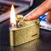 Honest Retro Mechanical Brass Kerosene Lighter Press One Key Ignition Grinding Wheel Smoking Tool Gift Men's Boutique 5GUW