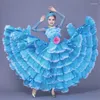 Palco desgaste mulheres pétala vestido espanhol flamenco dança traje tourada flamengo cigano 360/540 graus desempenho S-3XL