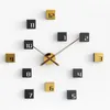 Väggklockor stor 3D -klocka modern design tyst fyrkantig klassisk ovanligt vardagsrum unika föremål relojes de pared hem