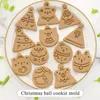 Baking Moulds Cartoon Christmas Series Biscuit Mold Triangle Round 3D Three-dimensional Pressing Kitchen Handmade Cutter Tool