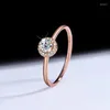 Cluster Rings 925 Sterling Silver D Color Mosang Diamond Rose Gold Small Round Bag Simple Fashion Classic Wedding Ring