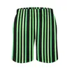 Pantaloncini da uomo Board Colorblock Stampa Simpatico costume da bagno Strisce verdi Pantaloni corti da spiaggia oversize sportivi ad asciugatura rapida da uomo