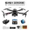 S151 MINI DRON 4K HDデュアルカメラ360障害物回避UAVドローン長距離ヘッドレスモード光フローホバリングFPVドローンS151