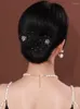 ヘアクリップメッシュボウクロスアクセサリー星空ラインストーンボールバレットマジックバナナクリップ回転バンド女性のためのバナナクリップ