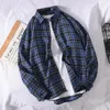 Men's Casual Shirts Korean Fashion Long Sleeve Plaid Shirt Luxury Business Social For Men Blouse Coat