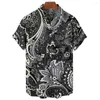 Camicie casual da uomo hawaiane per uomo Camicia elegante con motivo paisley 3D Maniche corte Top T-shirt oversize estive Abbigliamento con stampa nera