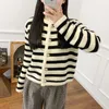 Women's Sweaters Cardigan Spanish Style 2023 Wool Slim Fit Button Striped Knitted Short Jacket Women