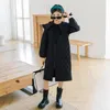 Giù Cappotto 2023 Inverno Carino Cotone Lungo Top Bambini Nero Casual Cappotti Caldi Bambina Parka 6-16 Anni Wz445