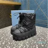 Toppkvalitet nylon plack vrist skid snöstövlar slip-on chunky bootie rund tå mån boot kvinnors lyxdesigner mode spetsar upp skor fabrikskor storlek storlek