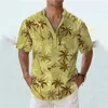 Chemises décontractées pour hommes Chemise pour hommes Coconut Tree Print Design Vêtements Mode Haute Qualité Col Debout Vacances Loisirs Surdimensionné Top