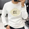 Sweats à capuche pour hommes Mode européenne High Street Hommes T-shirts à manches longues Lettre Paillettes Motif T-shirts Laser Diamant Personnalisé Confortable