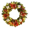 Decorative Flowers Christmas Hanging Decorations With Spruce Pine Cones Berry Ball Wreaths Ornaments Realistic Light Up For Wall Front Door
