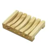 Stock de madera Natural jabonera de bambú bandeja soporte rejilla para guardar jabón plato caja contenedor para baño plato de ducha baño al por mayor