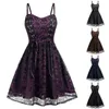 Casual Dresses Women Dress Gothic Black Plus Size Halloween Lace Mesh Patchwork Sleeveless Camisole Party Elegant