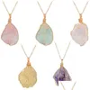 ペンダントネックレスパーティーギフトIrregar Nature Stone Amethyst Rose Quartz White Crystalレモンネックレスドロップ配信ジュエリーペンダントDhocl