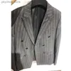 (Giacca + gilet + pantaloni) Completo da uomo d'affari formale a righe di marca di fascia alta Set da 3 pezzi Abito da sposa da sposo Abito doppio petto Q230828