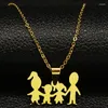 Pendant Necklaces Family Mom Dad Son Daughter Silver Color Stainless Steel Mum Jewelry Boy And Girl Necklace Jewelery Colar N364S01