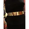 Belts 4.5cm Wide Elastic Black Belt Gold Metal Fish Skin Keeper Brand Waistband for Women Cinto Feminino S/M/L bg-013 230829