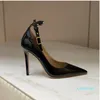 Décolleté con cinturino alla caviglia scarpe in vernice vera pelle con tacco a spillo scarpe a punta con tacco scarpa elegante per le donne Designer di lusso calzature di fabbrica con bo